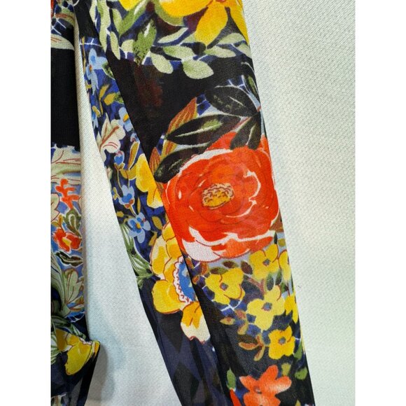 Cabi Womens Amour Sheer Tunic Blouse Size S Black Floral Button-Up Boho Casual - Picture 8 of 16